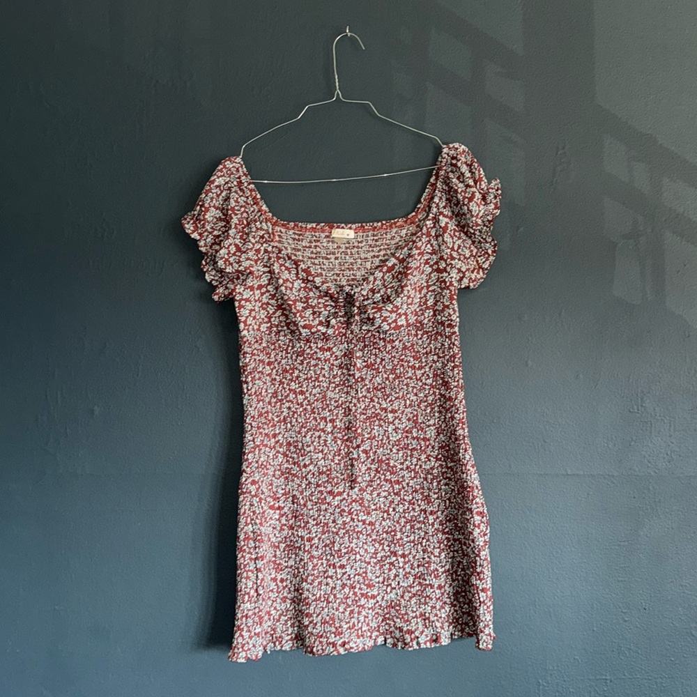 BLUSH LARGE MAUVE MINI DRESS WITH FLORAL PRINT